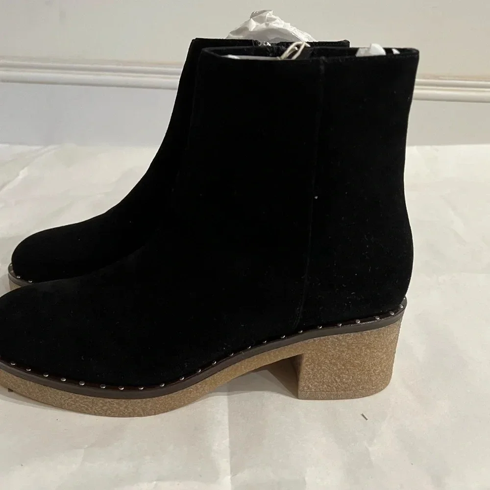 BRUGLIA Milano Ankle Boots EU 39 US 9 Black Comfort Suede NWB